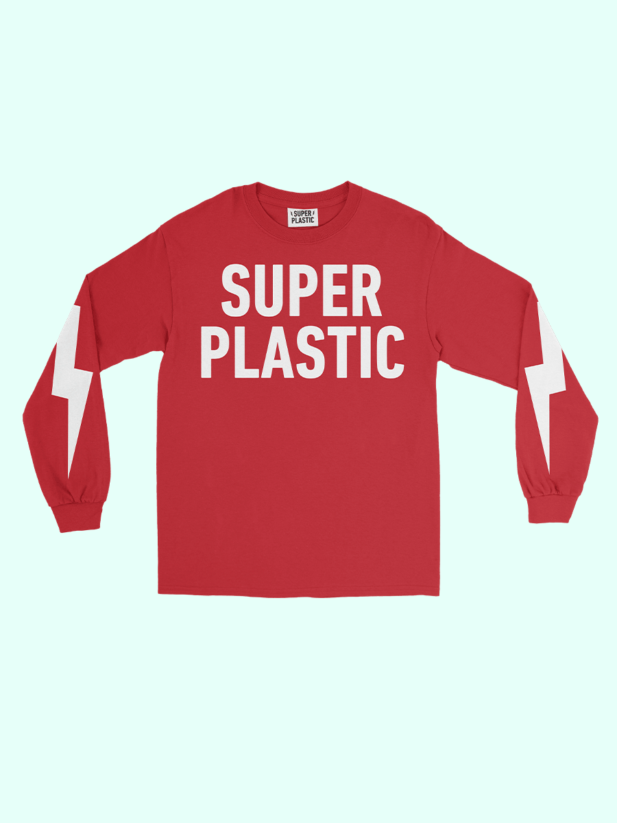Red Sp Logo - Bolt Logo Long Sleeve Tee in Red — Unisex — Superplastic