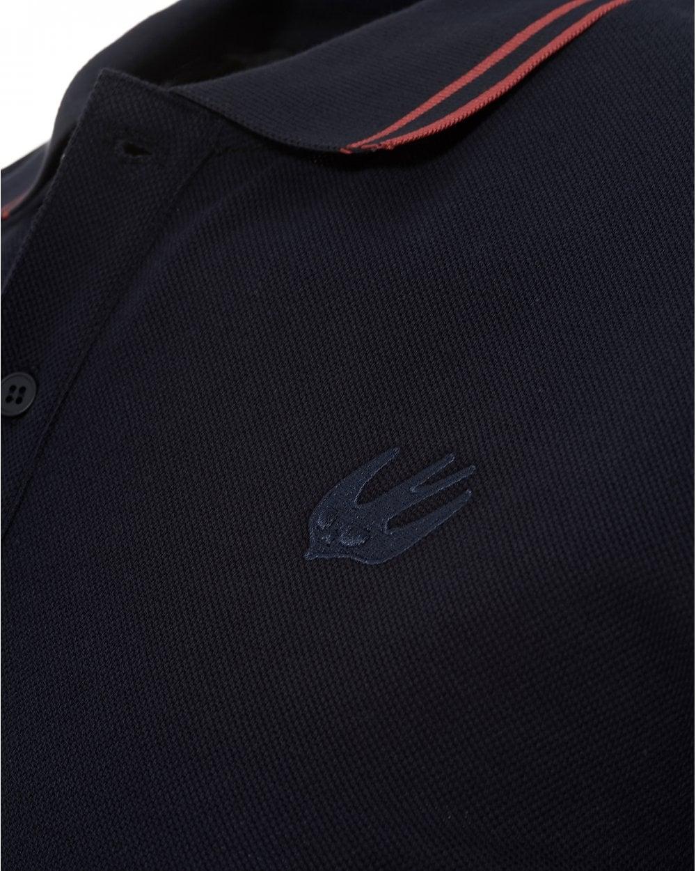 Red Polo Logo - McQ by Alexander McQueen Mens Swallow Logo Deep Navy Red Polo Shirt