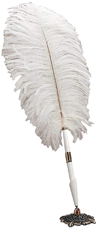 Quill Pen Logo - Amazon.com: Darice White Feather Pen With Decorative Base Holder ...