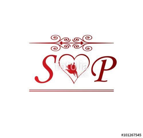 Red Sp Logo - SP love initial with red heart and rose