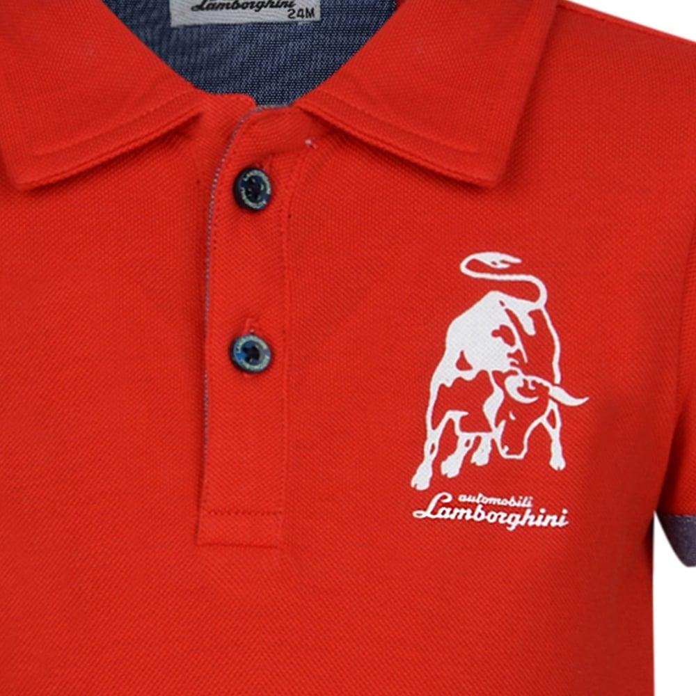 Red Polo Logo - Lamborghini Baby Boys Red Polo Shirt with Embroidered Logo ...