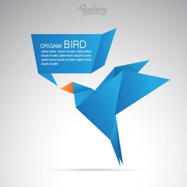 Origami Bird Logo - Blue origami bird Free vector in Adobe Illustrator ai ( .ai ) vector