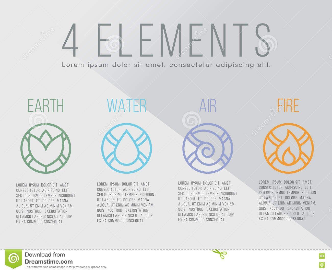 Air Element Logo - Nature 4 elements circle logo sign. Water, Fire, Earth, Air