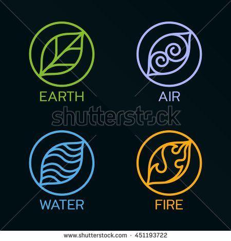 Air Element Logo - Nature 4 elements circle line logo sign. Water, Fire, Earth, Air. on ...
