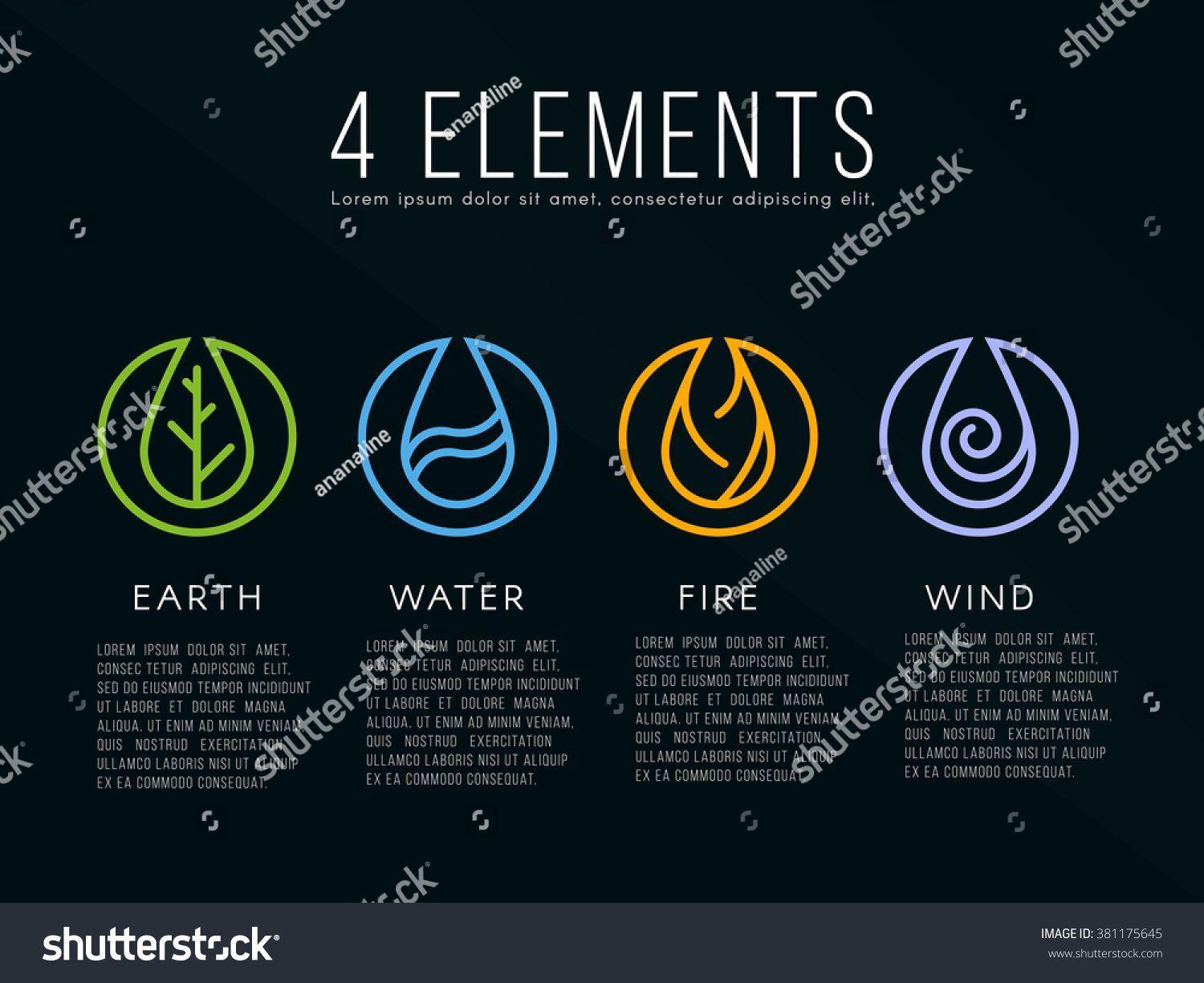 Air Element Logo - Nature 4 elements logo sign. Water, Fire, Earth, Air. on dark ...