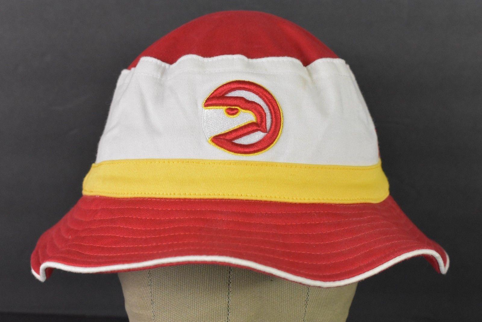 Usal Supreme Box Logo - Red White Yellow Atlanta Bucket Hawks NBA Logo Embroidered Bucket ...