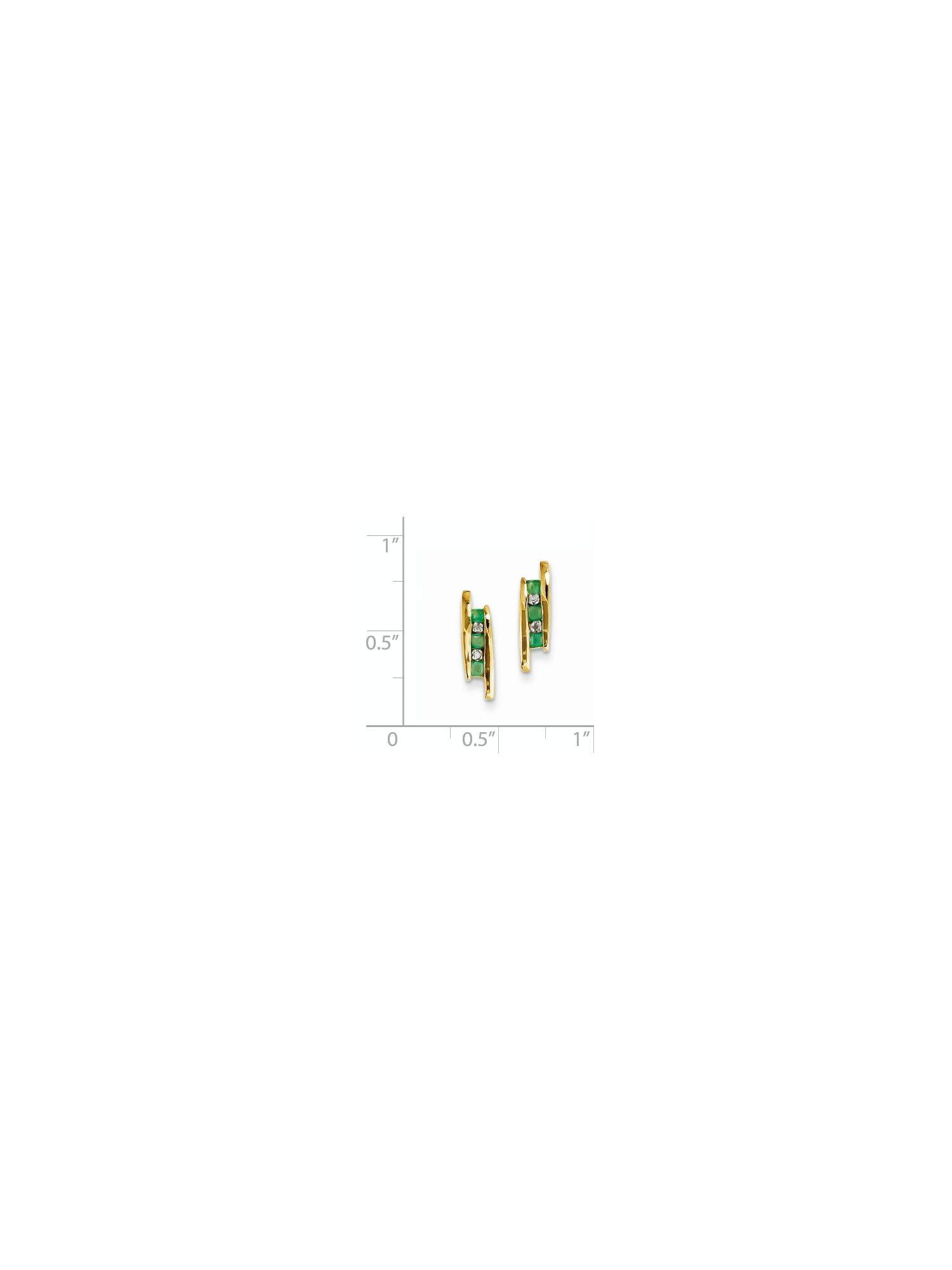 Yellow Square with Channel Logo - Green Square Cut Emerald and Diamond Drop Earrings in 14K Yellow