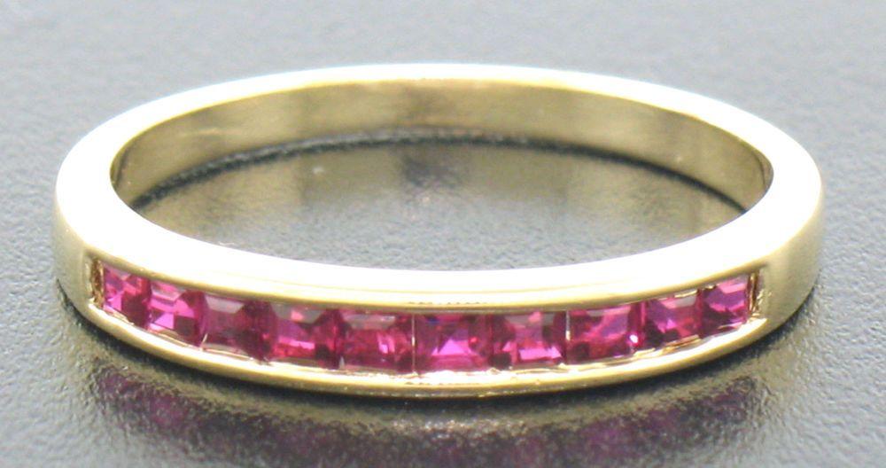 Yellow Square with Channel Logo - Petite 18k Yellow Gold 0.50ctw Rare Square Cut Blood Red Ruby