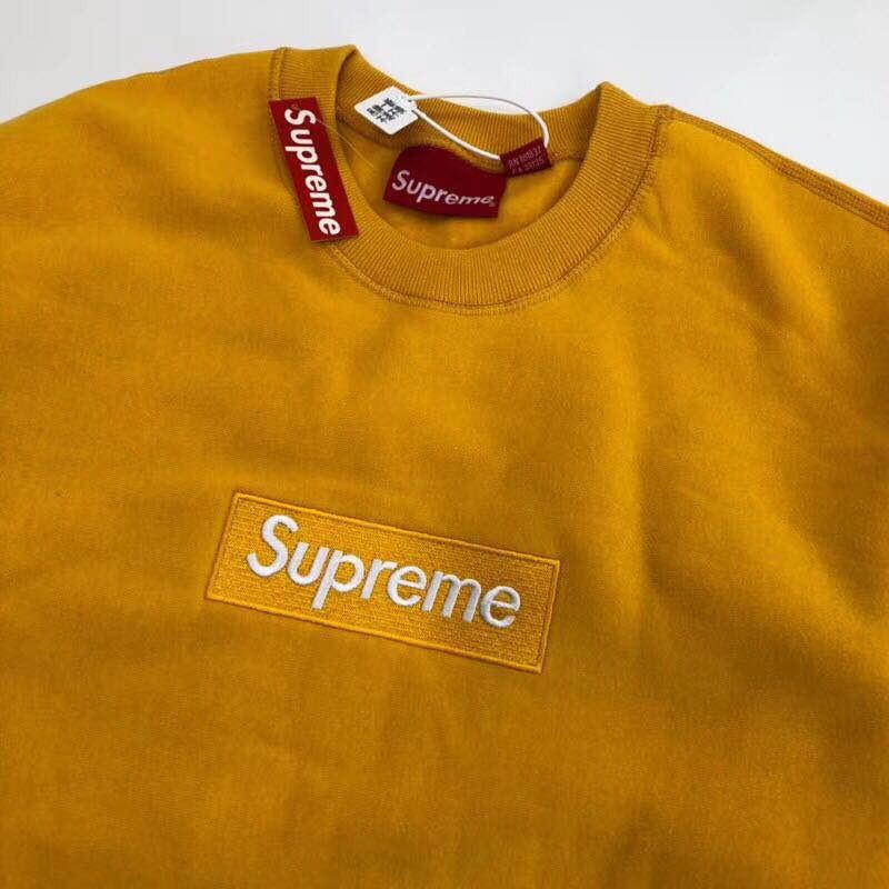 Yellow Supreme Logo - Supreme Yellow Logo Box Crewneck Sweatshirt