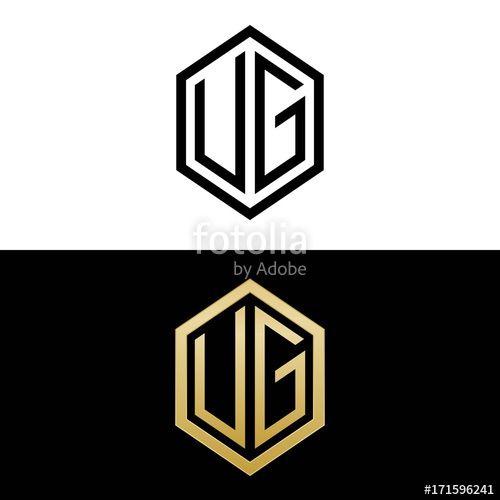 UG Logo - initial letters logo ug black and gold monogram hexagon shape vector
