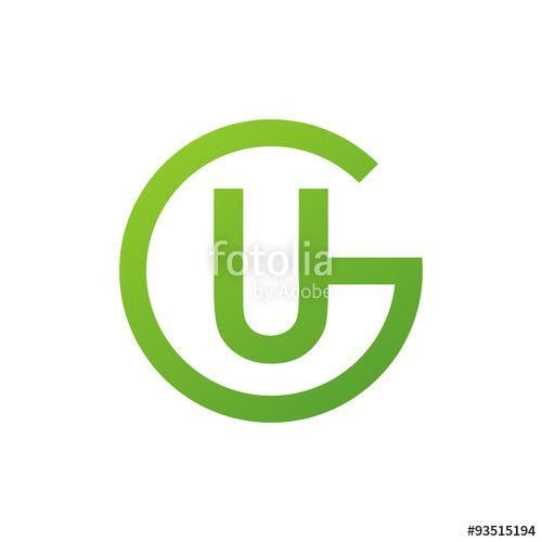 UG Logo - UG or GU letters, green circle G logo shape Stock image and royalty