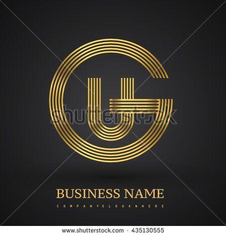 UG Logo - Letter GU or UG linked logo design circle G shape. Elegant gold
