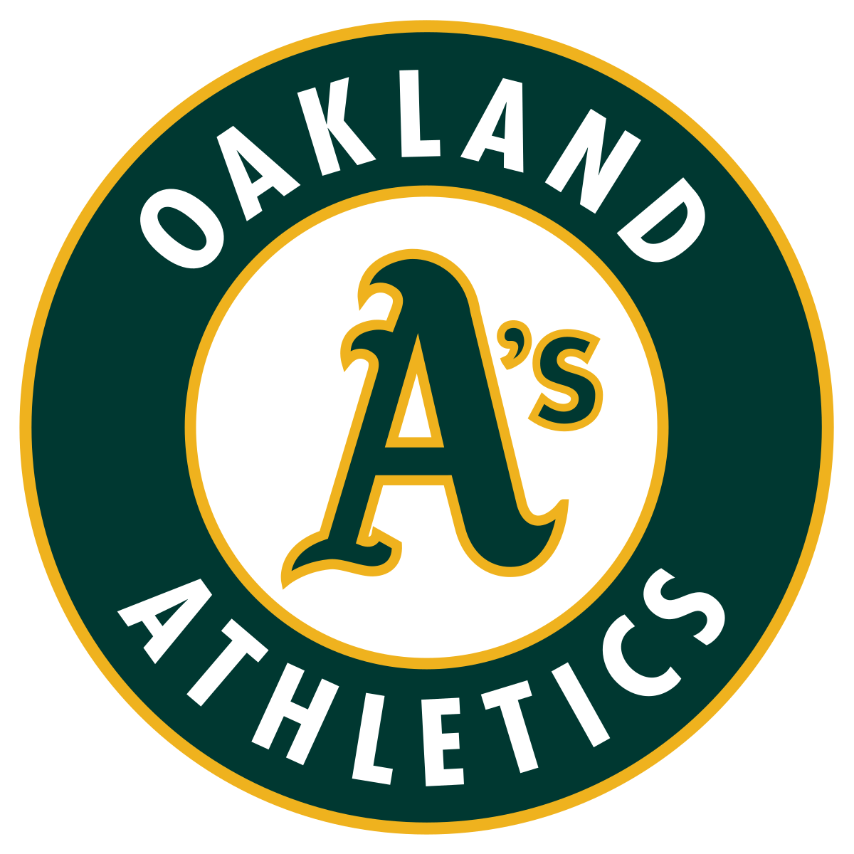White Circle with Red Apostrophe Logo - Oakland Athletics