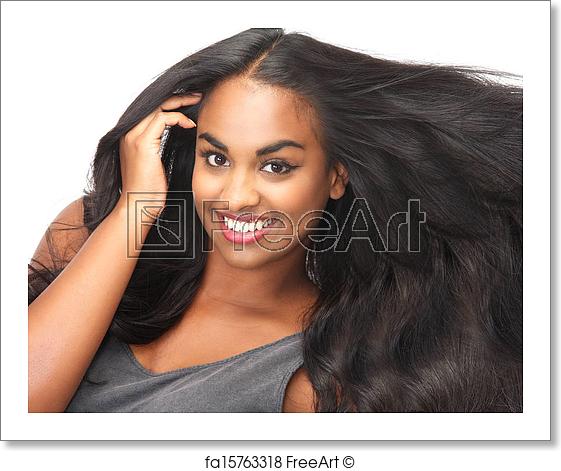 Girl with Flowing Hair Logo - Free art print of Beautiful woman smiling with flowing hair isolated ...