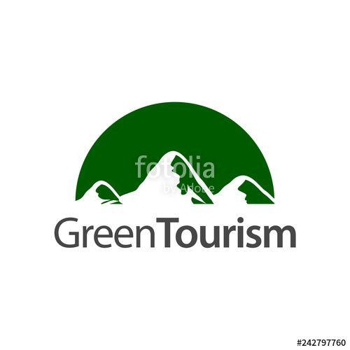 Half Mountain Logo - Green Tourism. Half circle mountain icon logo concept design ...