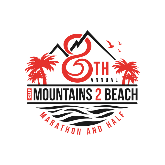 Half Mountain Logo - 8th Annual Mountains 2 Beach Marathon And Half T Shirt Design. Logo