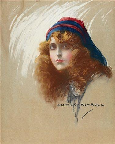 Girl with Flowing Hair Logo - Woman with flowing hair by Alonzo Myron Kimball on artnet