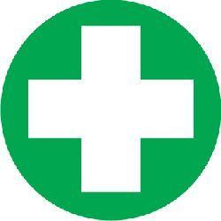 White Green Cross Logo - HARD HAT EMBLEMS-(WHITE CROSS ON GREEN BACKGROUND)