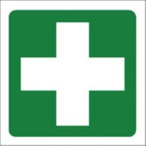 White Green Cross Logo - First Aid Sticker