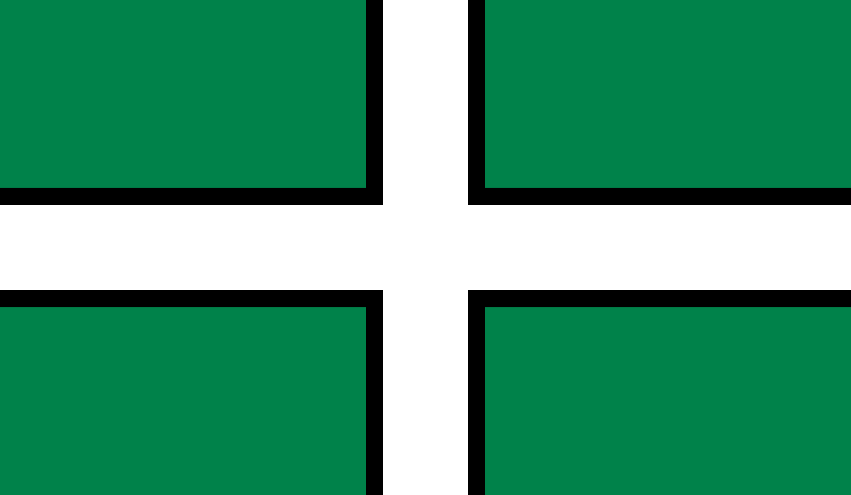 White Green Cross Logo - Flag of Devon