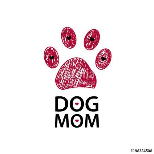 Red Paw Logo - Red paw print and hearta. Dog mom text. Happy Mother's Day ...