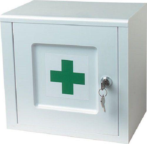 White Green Cross Logo - Lockable Medicine Cabinet, White with Green Cross Logo