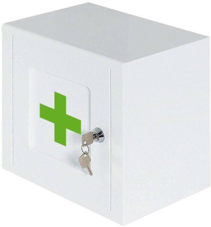 White Green Cross Logo - Lockable Medicine Cabinet, White with Green Cross Logo, Ninka