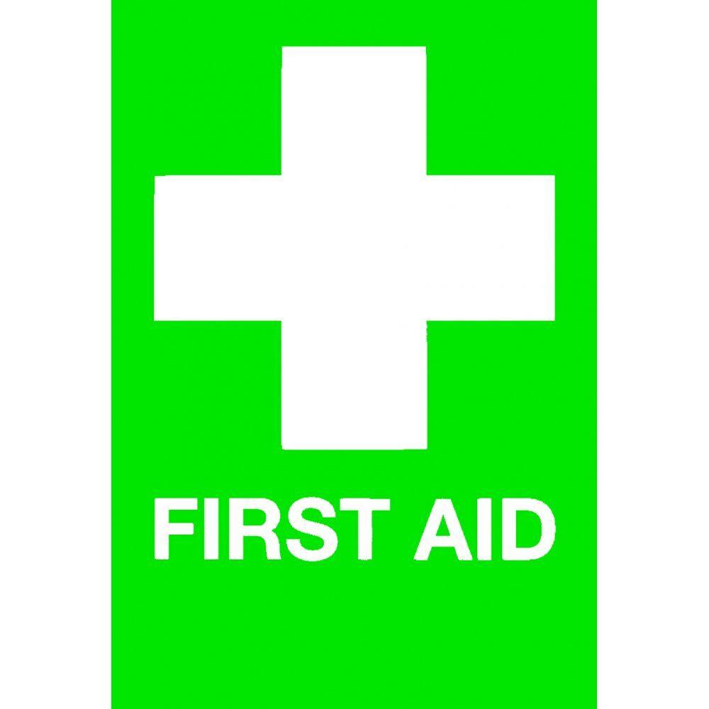 White Green Cross Logo - First Aid White Cross sign adhesive 200 x 300mm YESSS