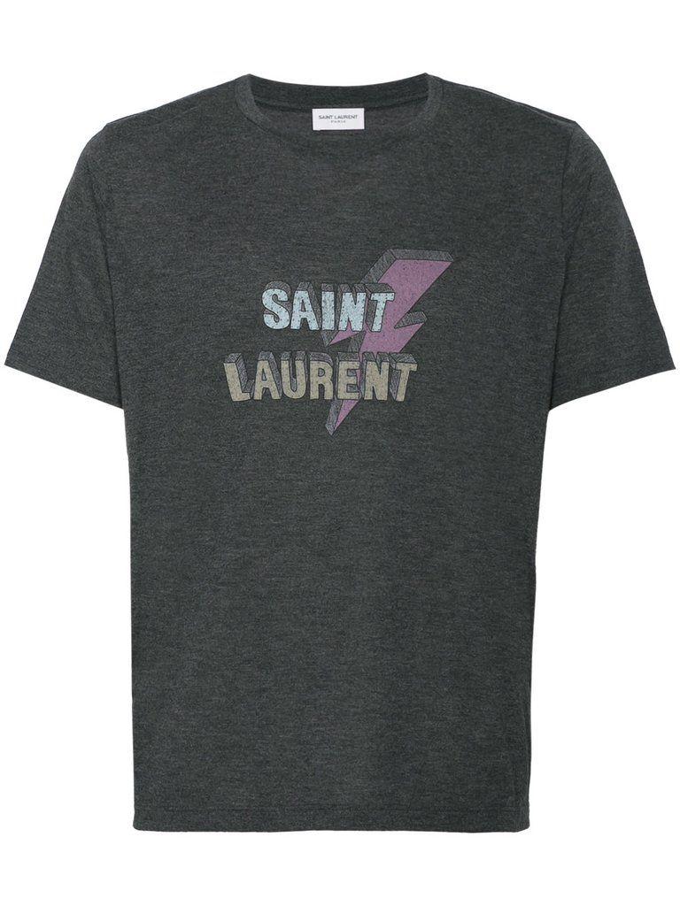 Lightning Bolt Business Logo - Saint Laurent Lightning Bolt Logo T Shirt Dark Grey