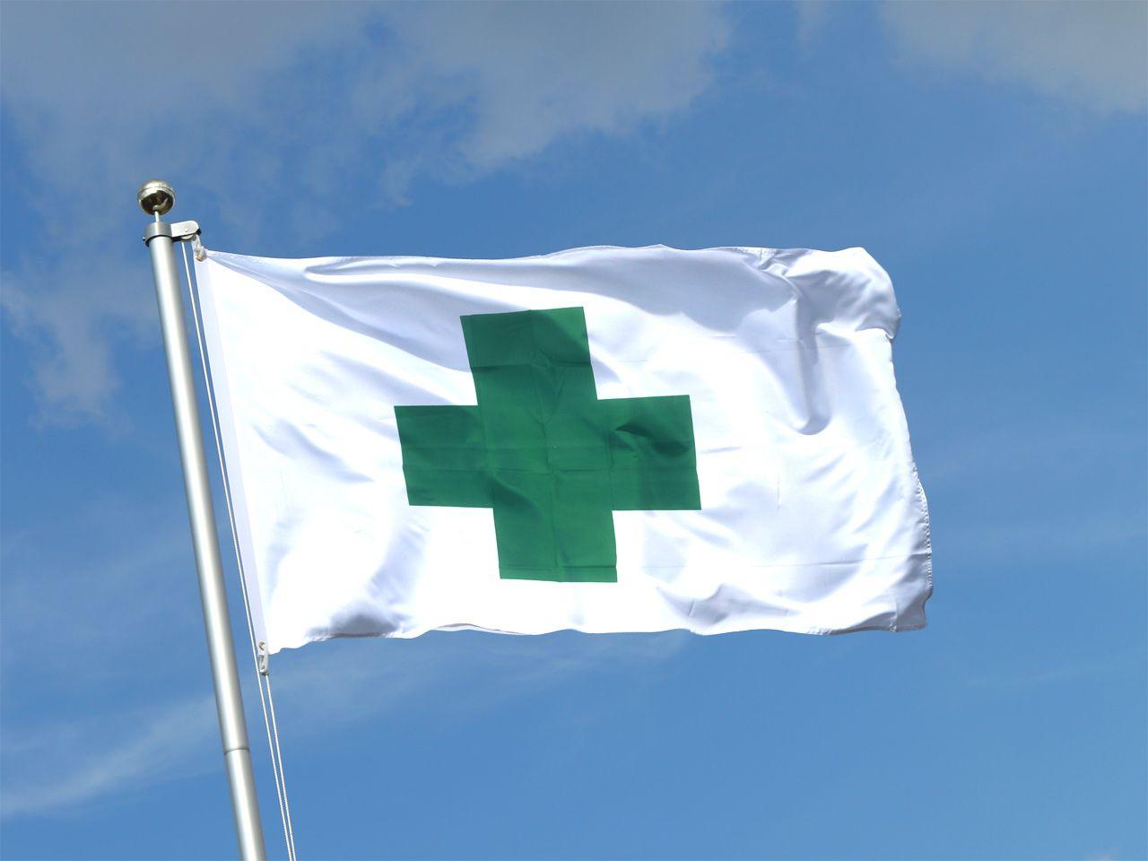 White Green Cross Logo - Green Cross - 3x5 ft Flag (90x150 cm) - Royal-Flags
