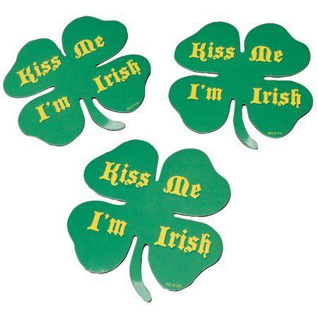 Green M Shaped Logo - US Toy Shamrock Shaped Kiss Me I'm Irish 4 Magnets, Green, 12 Pack