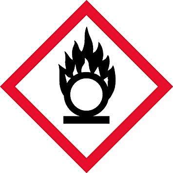 Black Label Red Circle Logo - OSHA Compliant, GHS Flame Over Circle, Pictogram, Red