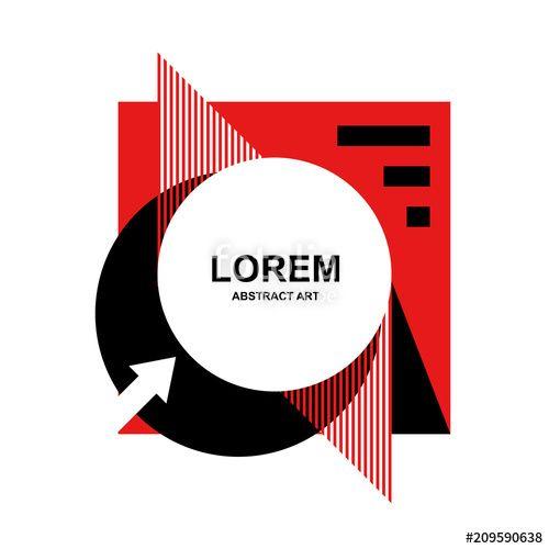 Black Label Red Circle Logo - Abstract art square background with circle label frame and geometric