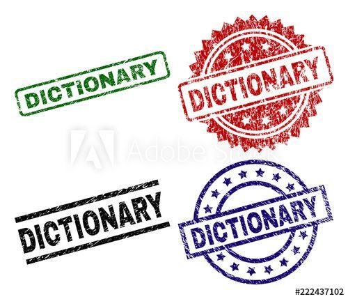 Black Label Red Circle Logo - DICTIONARY seal prints with damaged surface. Black, green, red, blue