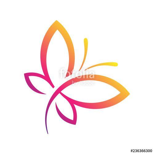 Popular Orange Logo - beauty butterfly logo, icon minimal, flat popular pink and orange