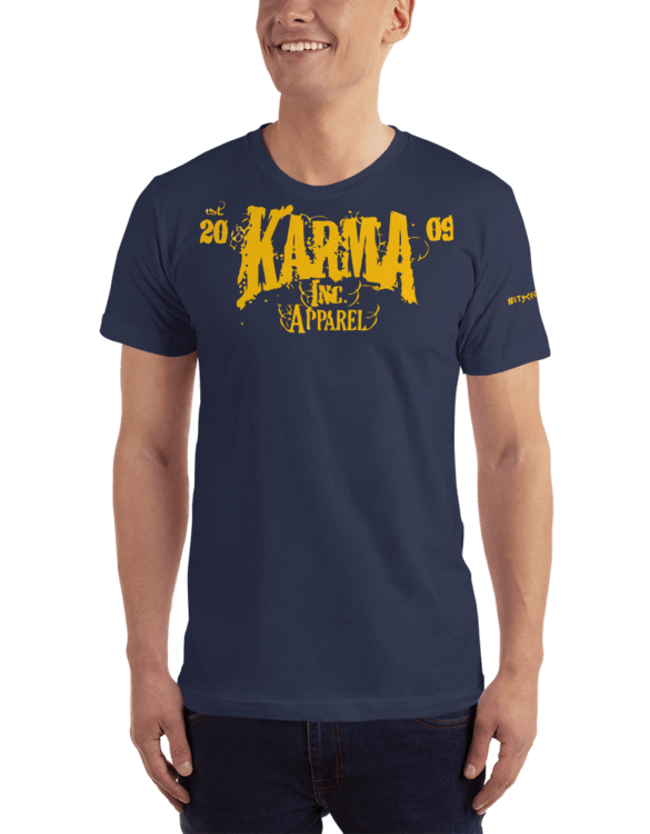 Inc Clothing Logo - Karma Clothing Unisex Logo T-Shirt in Maize and Blue | Karma Inc ...
