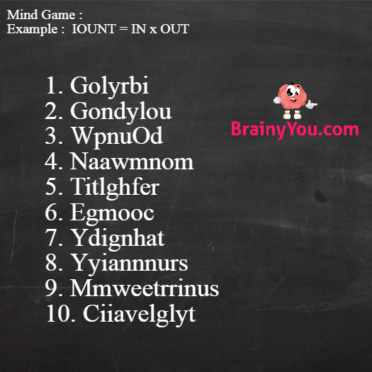 Two Words and Gray Logo - Two words are jumbled up in each of the following items - Mind game ...