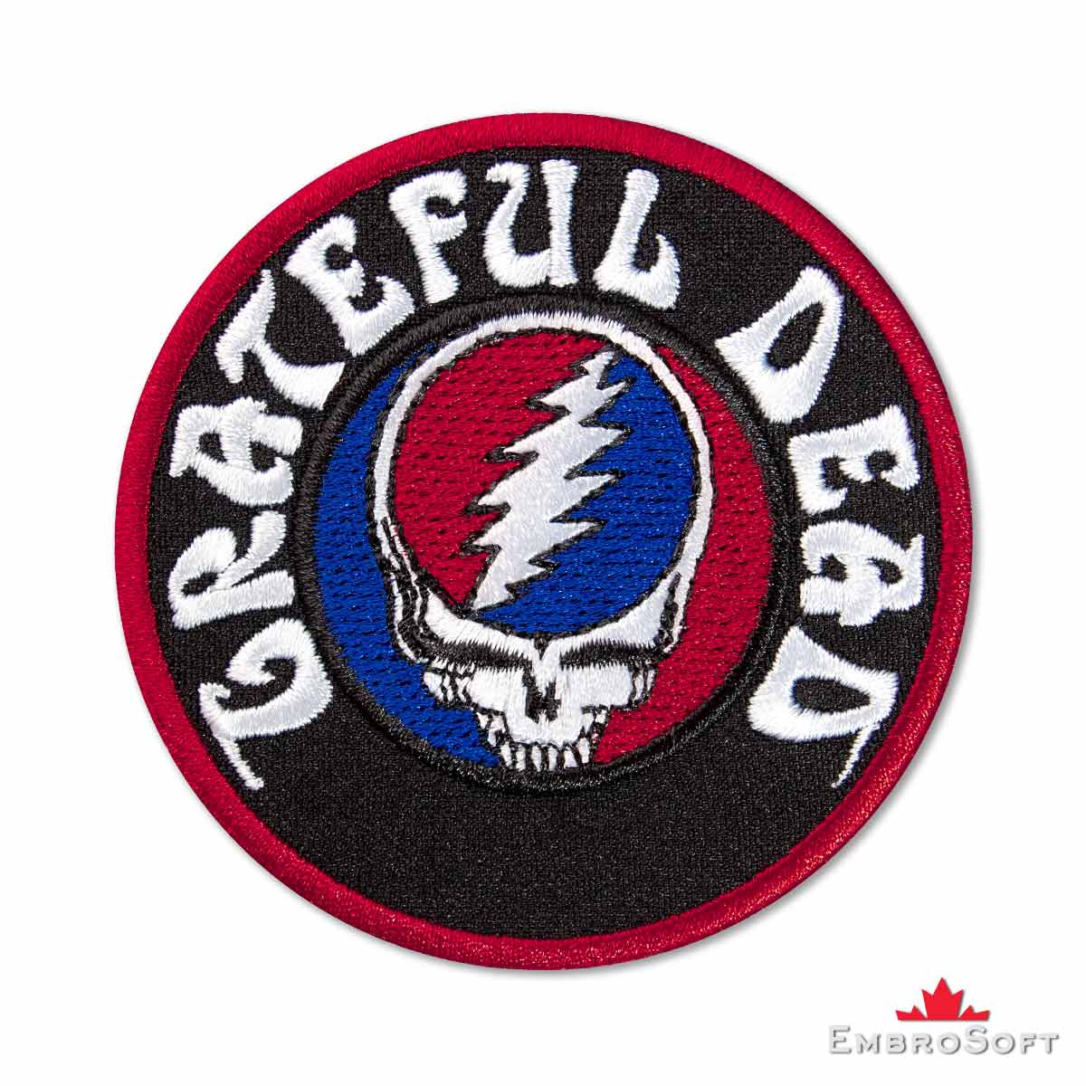 Grateful Dead Logo - Grateful Dead Logo with Text Embroidered Patch Iron On - EmbroSoft