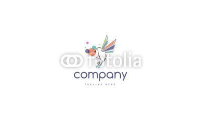 Multi Colored Round Company Logo - Abstract ogo of a bird in flight with multicolored round elements