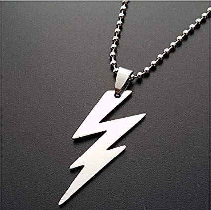 Silver Lightning Bolt Logo - Lightning bolt necklace thunder bolt pendant