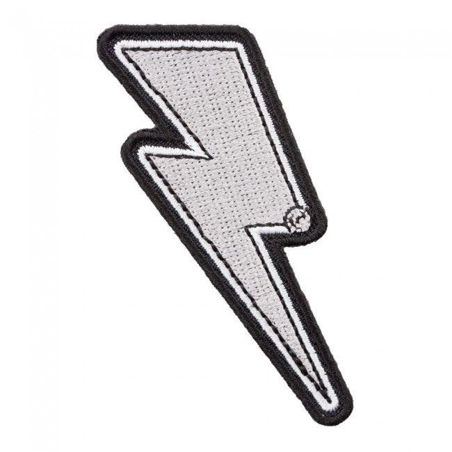 Silver Lightning Bolt Logo - Silver Lightning Bolt White Border Left Patch | Lightning Patches