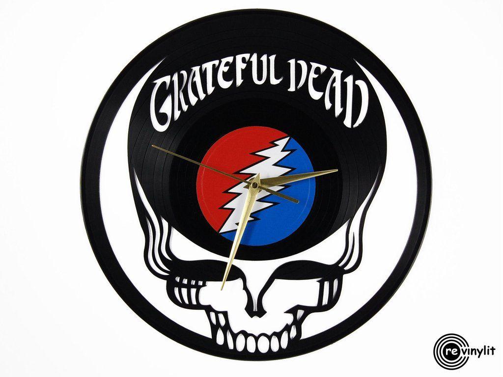 Grateful Dead Logo - Grateful Dead clock, vinyl record clock ||| by Revinylit