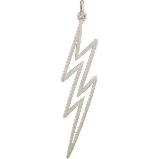 Silver Lightning Bolt Logo - Sterling Silver Lightning Bolt Charm