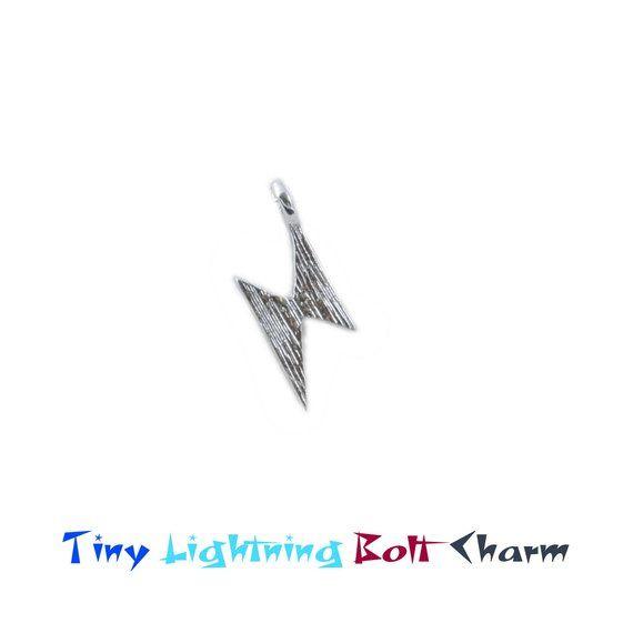 Silver Lightning Bolt Logo - Tiny silver LIGHTNING BOLT charms. Weather zap energy bolt | Etsy