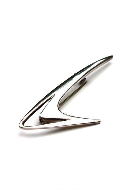 Silver Boomerang Logo - B.M.V.A. Solid Silver Brooch Flying Boomerang Shape with Cut