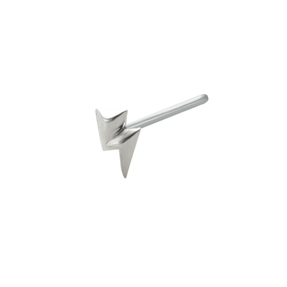 Silver Lightning Bolt Logo - 925 Sterling Silver Lightning Bolt L Shape Nose Stud | Wicked ...