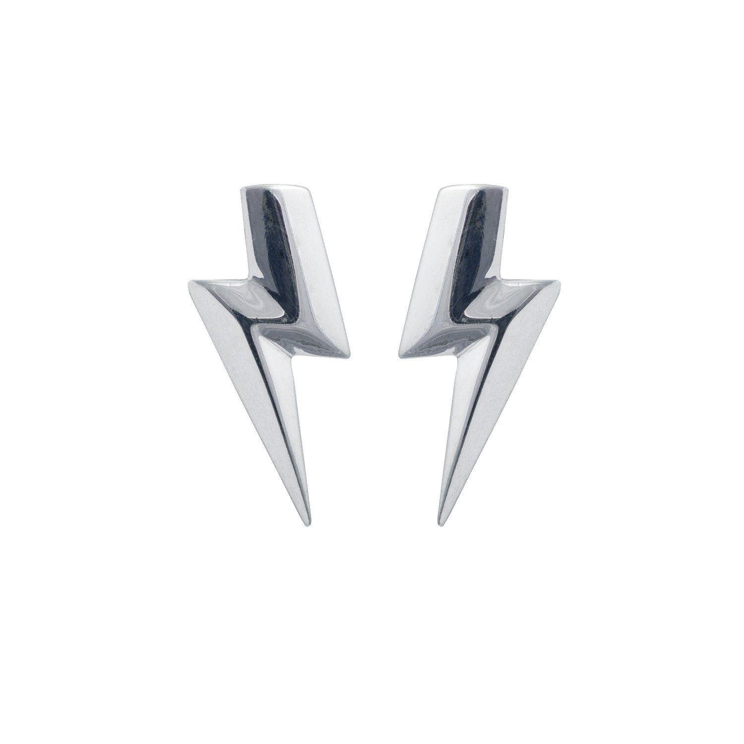 Silver Lightning Bolt Logo - Pointed Lightning Bolt Pendant in Sterling Silver - Edge Only