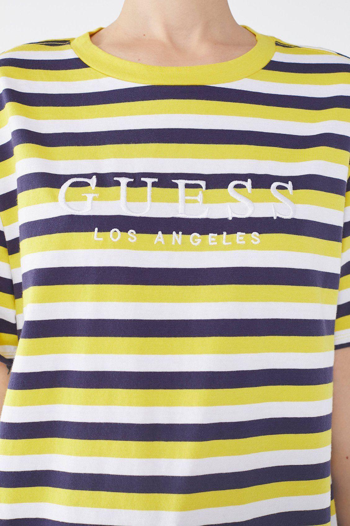 Yellow Striped Logo - GUESS + UO Striped Logo Tee. Tees. Tees, Urban outfitters, Outfits