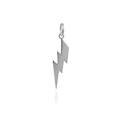 Silver Lightning Bolt Logo - Sterling Silver Lightning Bolt Novelty Charm Pendant: Royal Design