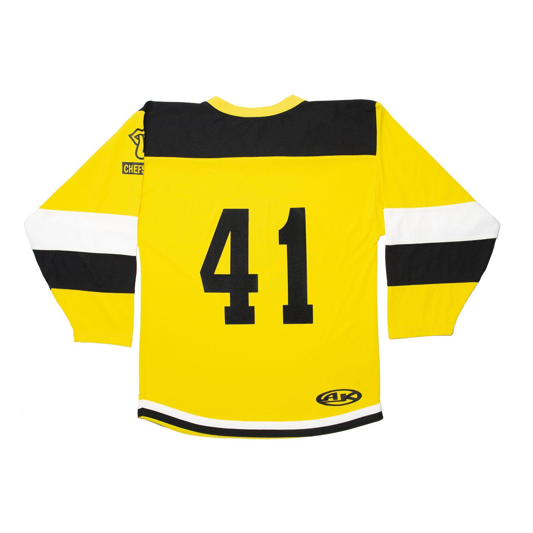 Yellow Striped Logo - Yellow Striped Hockey Jersey with Logo – ChefsFeed